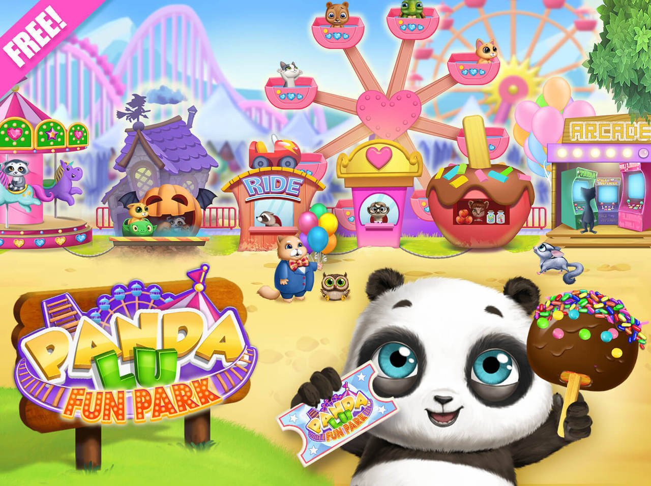 Panda Lu. Игра Панда парк развлечений. Малыш Панда Лу. Игра про зайца и парк аттракционов.